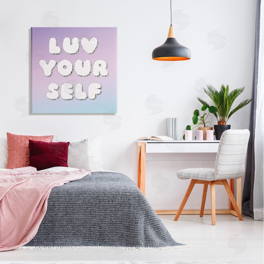 Lula Bijoux & co. Luv Yourself Self Care Phrase Canvas Wall Art in Room