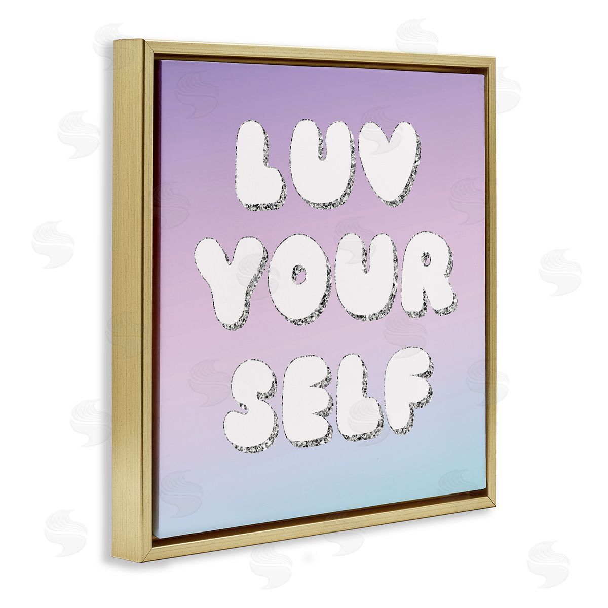 Lula Bijoux & co. Luv Yourself Self Care Phrase Gold Floating Frame Canvas Wall Art Print