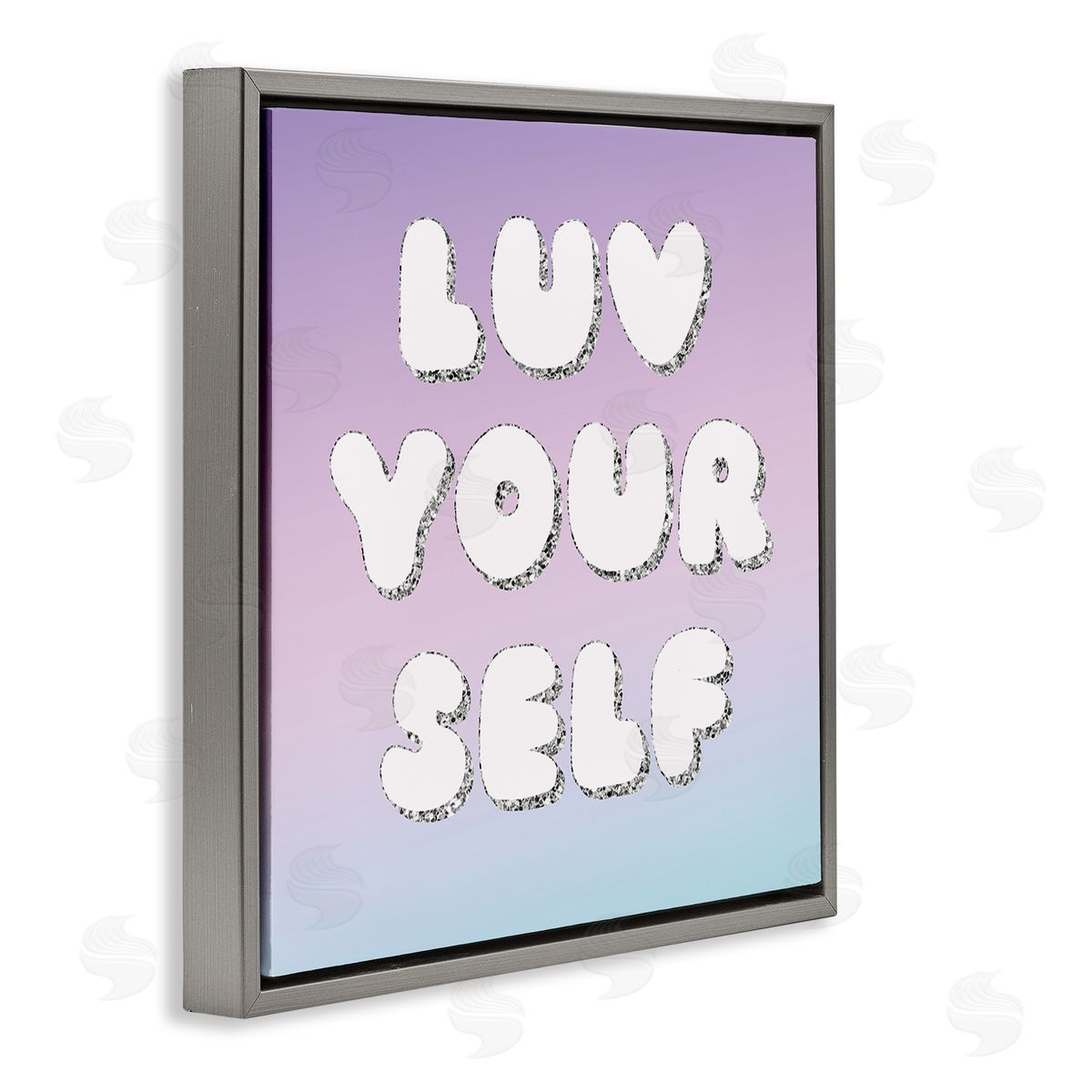 Lula Bijoux & co. Luv Yourself Self Care Phrase Gray Floating Frame Canvas Wall Art Print