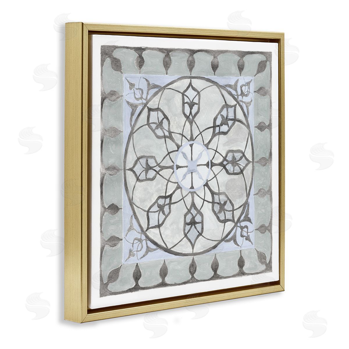 Charity Henderson Boho Rustic Fractal Pattern Gold Floating Frame Canvas Wall Art Print