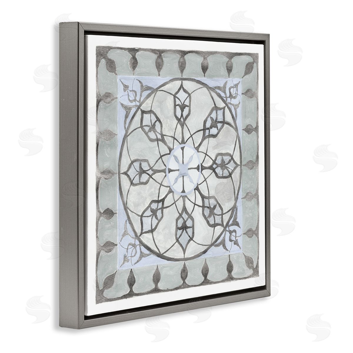 Charity Henderson Boho Rustic Fractal Pattern Gray Floating Frame Canvas Wall Art Print