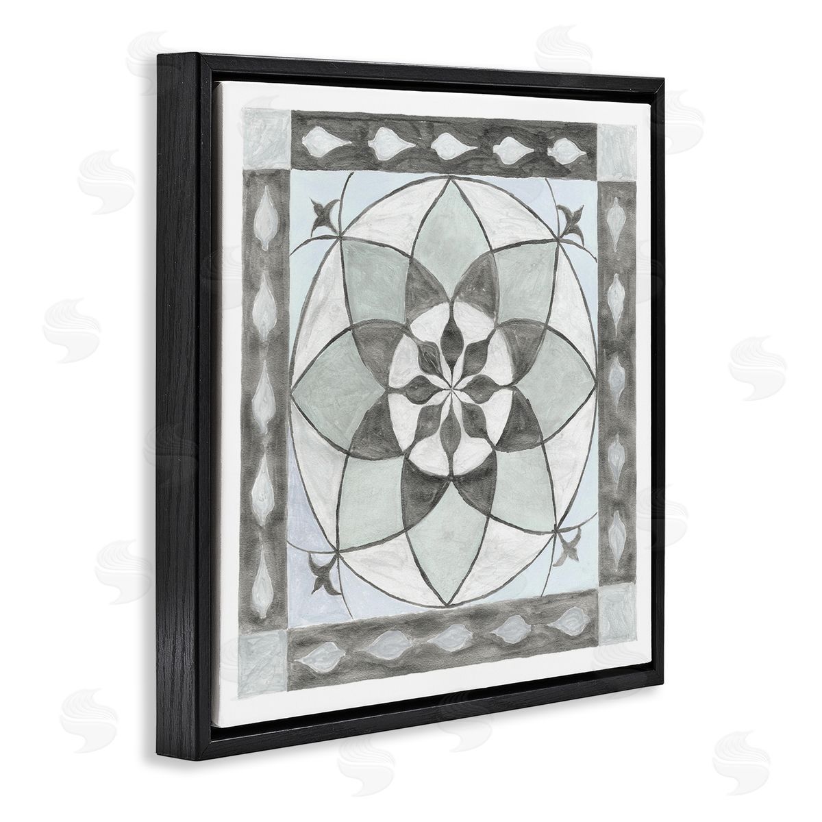 Charity Henderson Boho Symmetrical Geometric Shapes Black Floating Frame Canvas Wall Art Print
