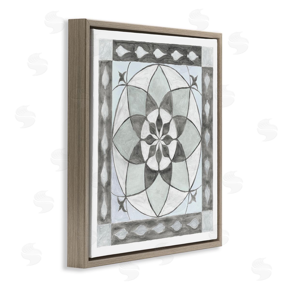 Charity Henderson Boho Symmetrical Geometric Shapes Brown Floating Frame Canvas Wall Art Print