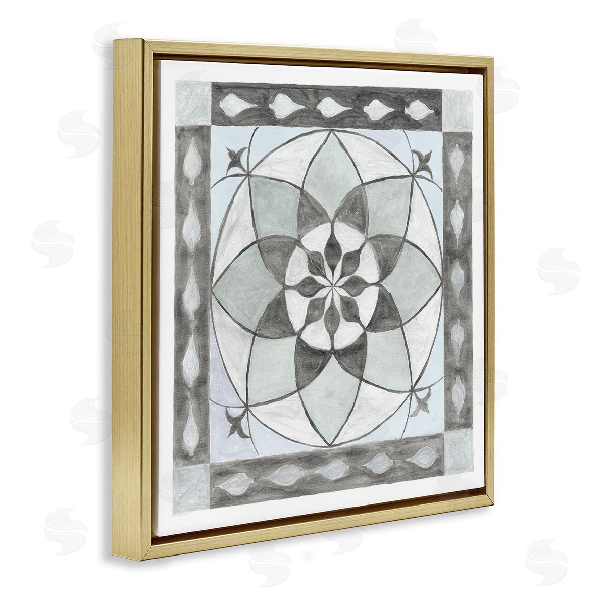 Charity Henderson Boho Symmetrical Geometric Shapes Gold Floating Frame Canvas Wall Art Print