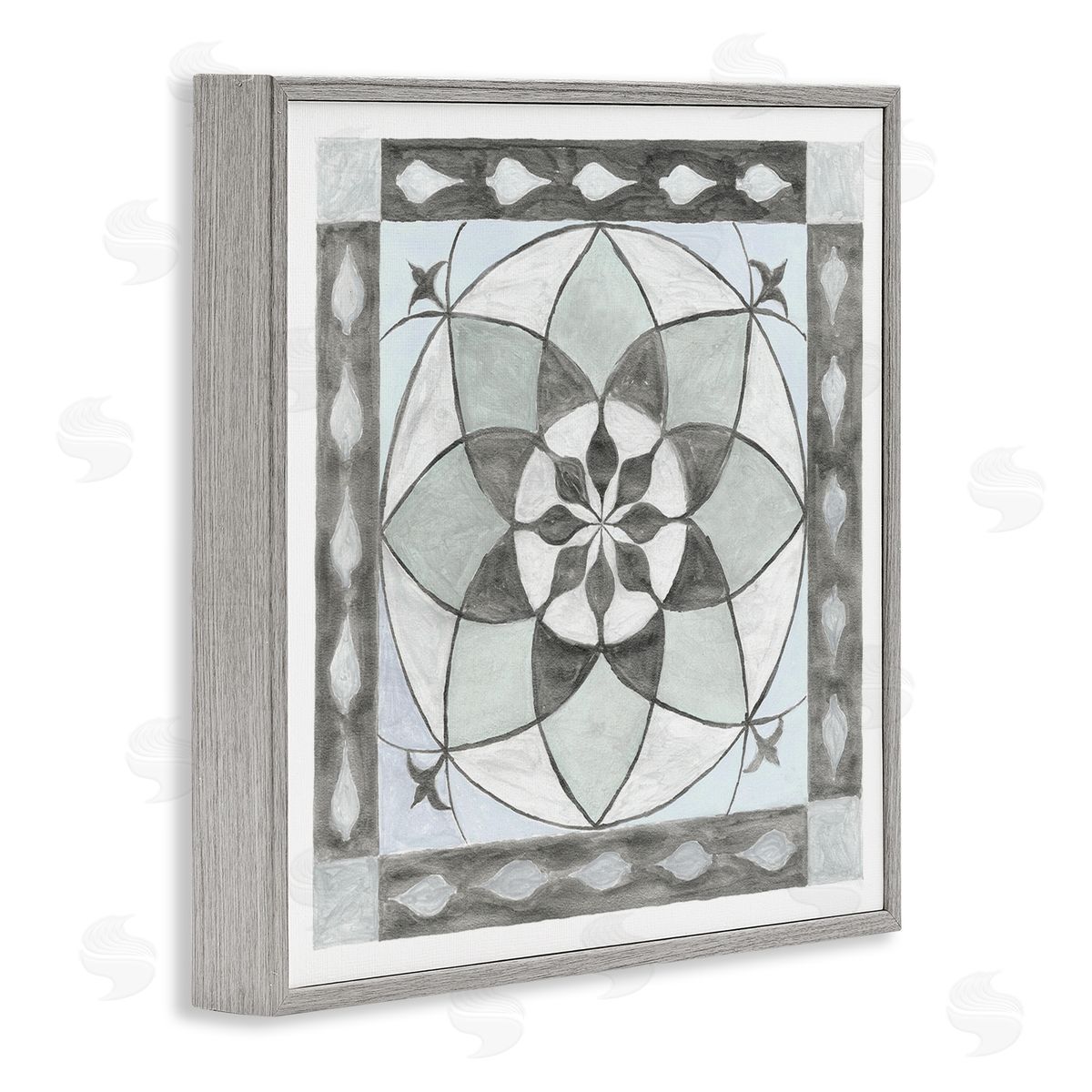 Charity Henderson Boho Symmetrical Geometric Shapes Gray Framed Glicee Wall Art Print