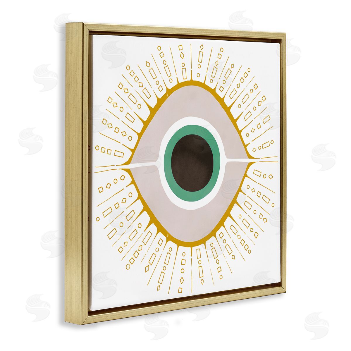 Ziwei Li Contemporary Evil Eye Symbol Gold Floating Frame Canvas Wall Art Print