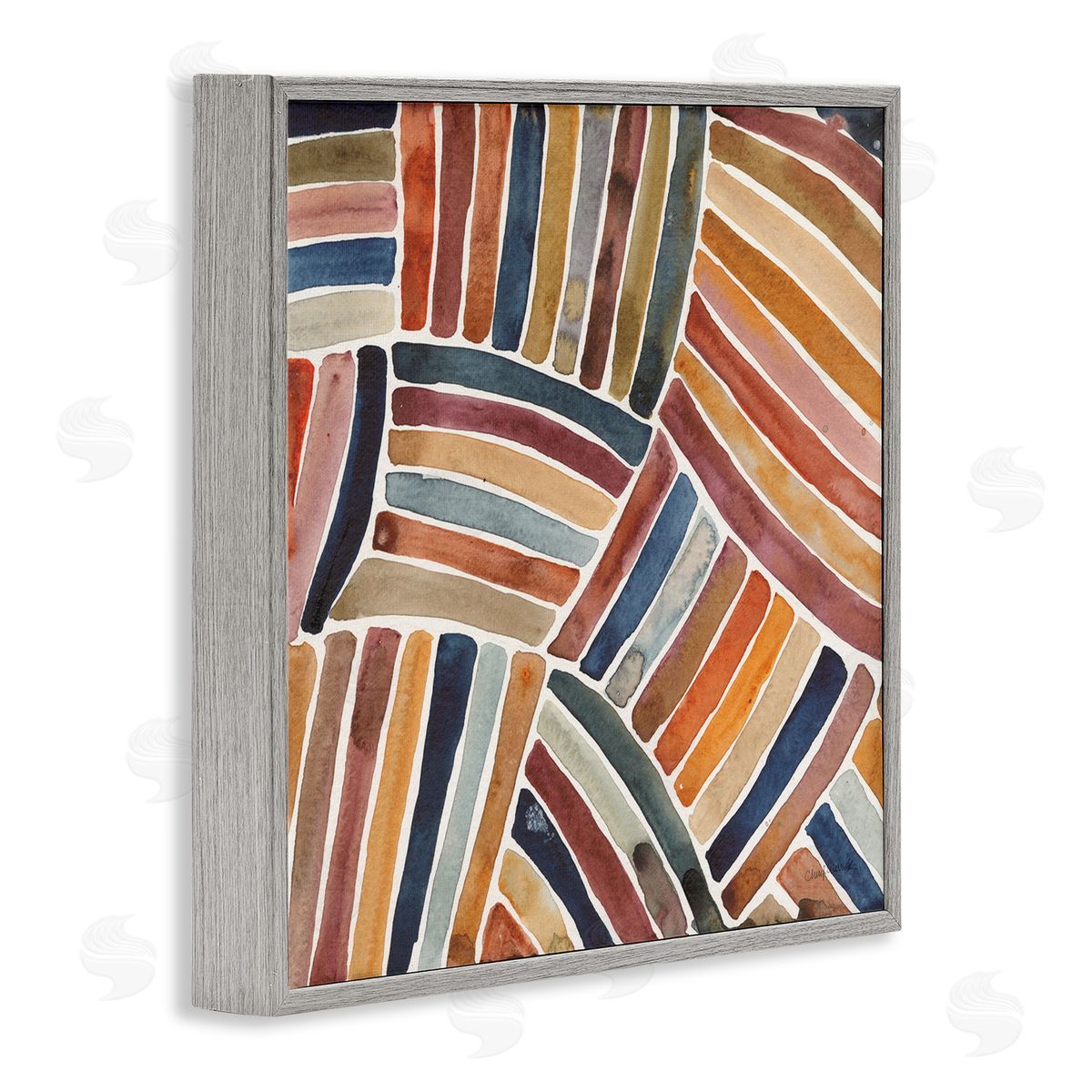 Cheryl Warrick Muted Alternating Stripes Gray Framed Glicee Wall Art Print