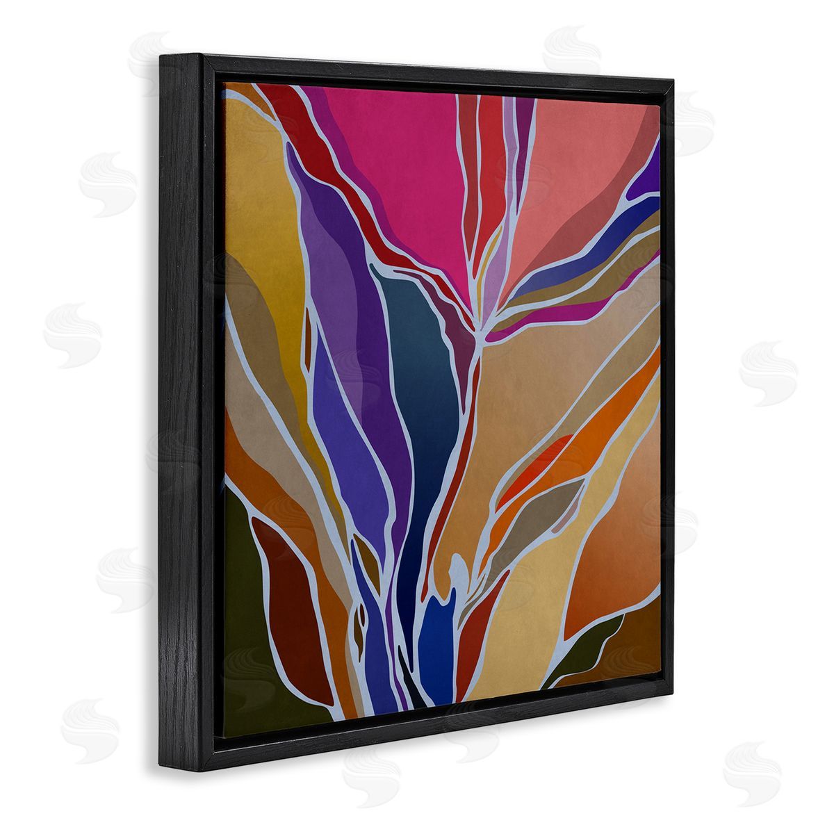 Angel Estevez Abstract Botanical Composition Black Floating Frame Canvas Wall Art Print