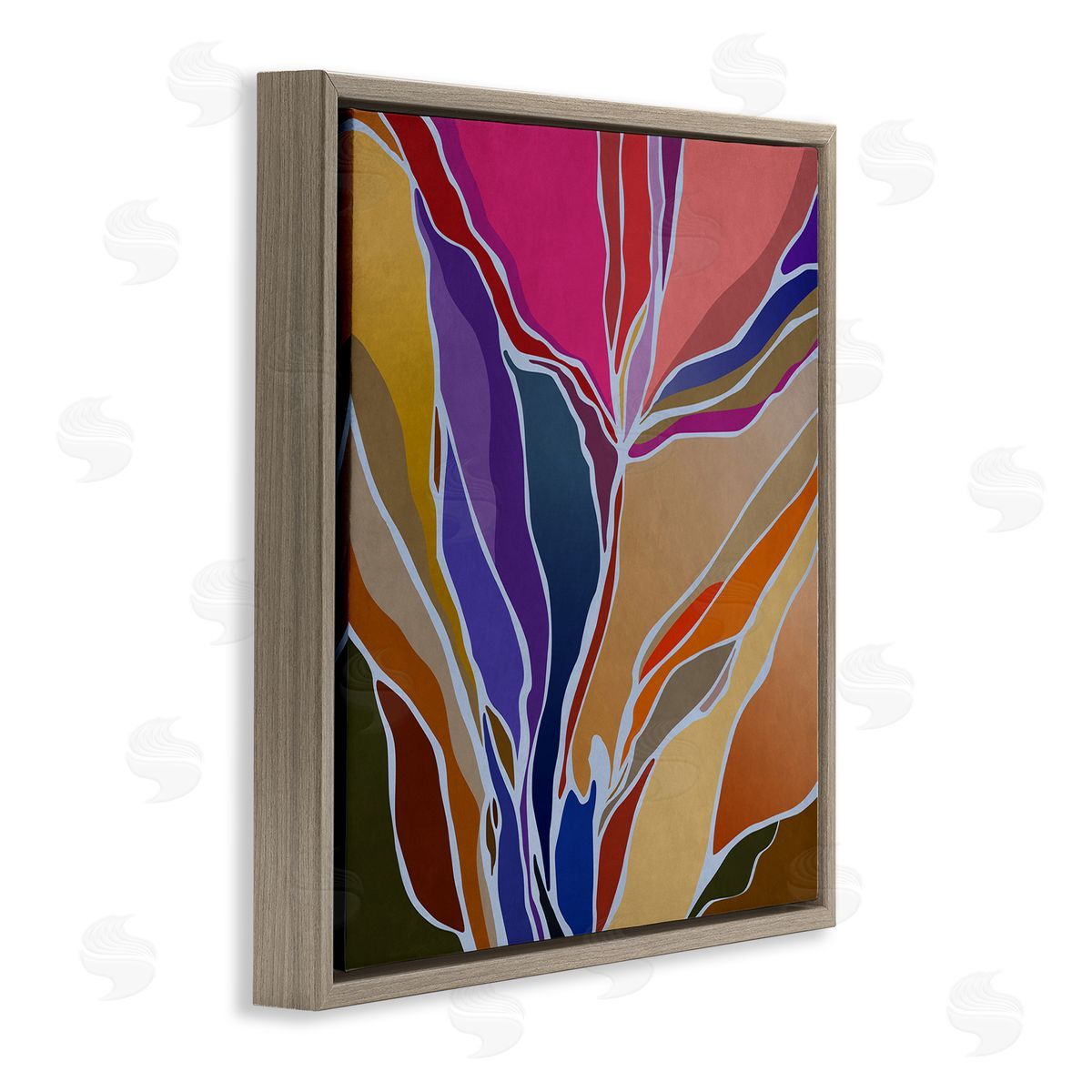 Angel Estevez Abstract Botanical Composition Brown Floating Frame Canvas Wall Art Print