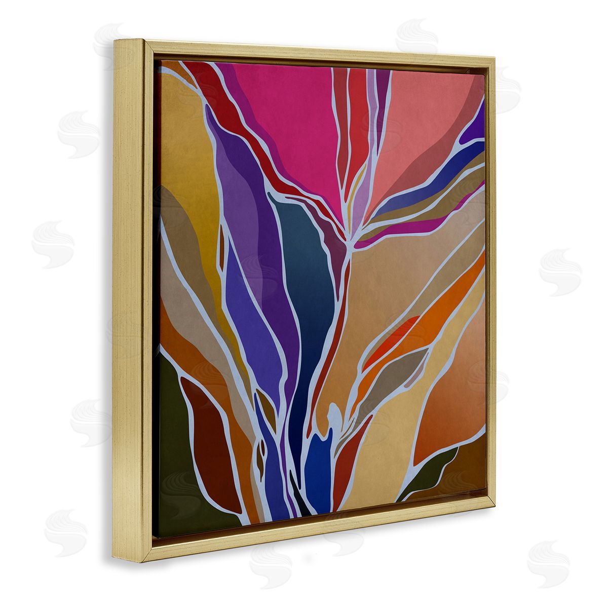 Angel Estevez Abstract Botanical Composition Gold Floating Frame Canvas Wall Art Print