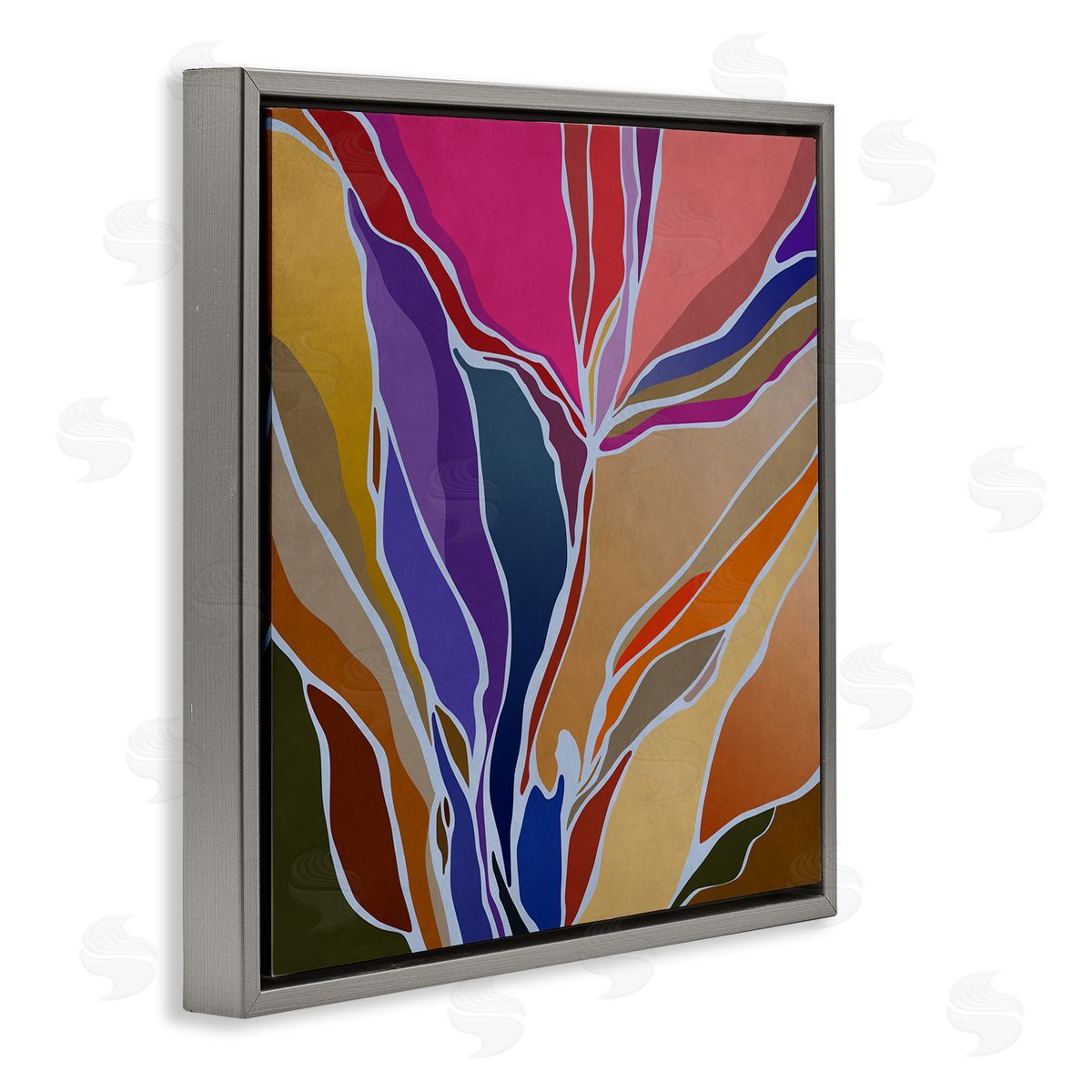 Angel Estevez Abstract Botanical Composition Gray Floating Frame Canvas Wall Art Print