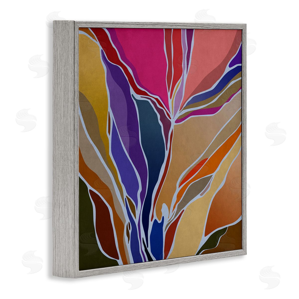 Angel Estevez Abstract Botanical Composition Gray Framed Glicee Wall Art Print
