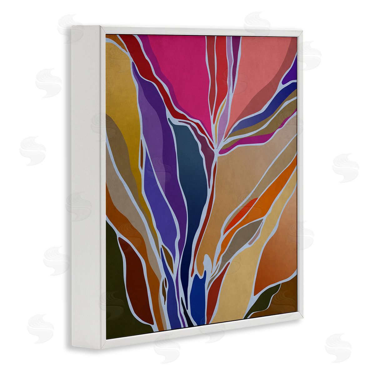 Angel Estevez Abstract Botanical Composition White Framed Glicee Wall Art Print