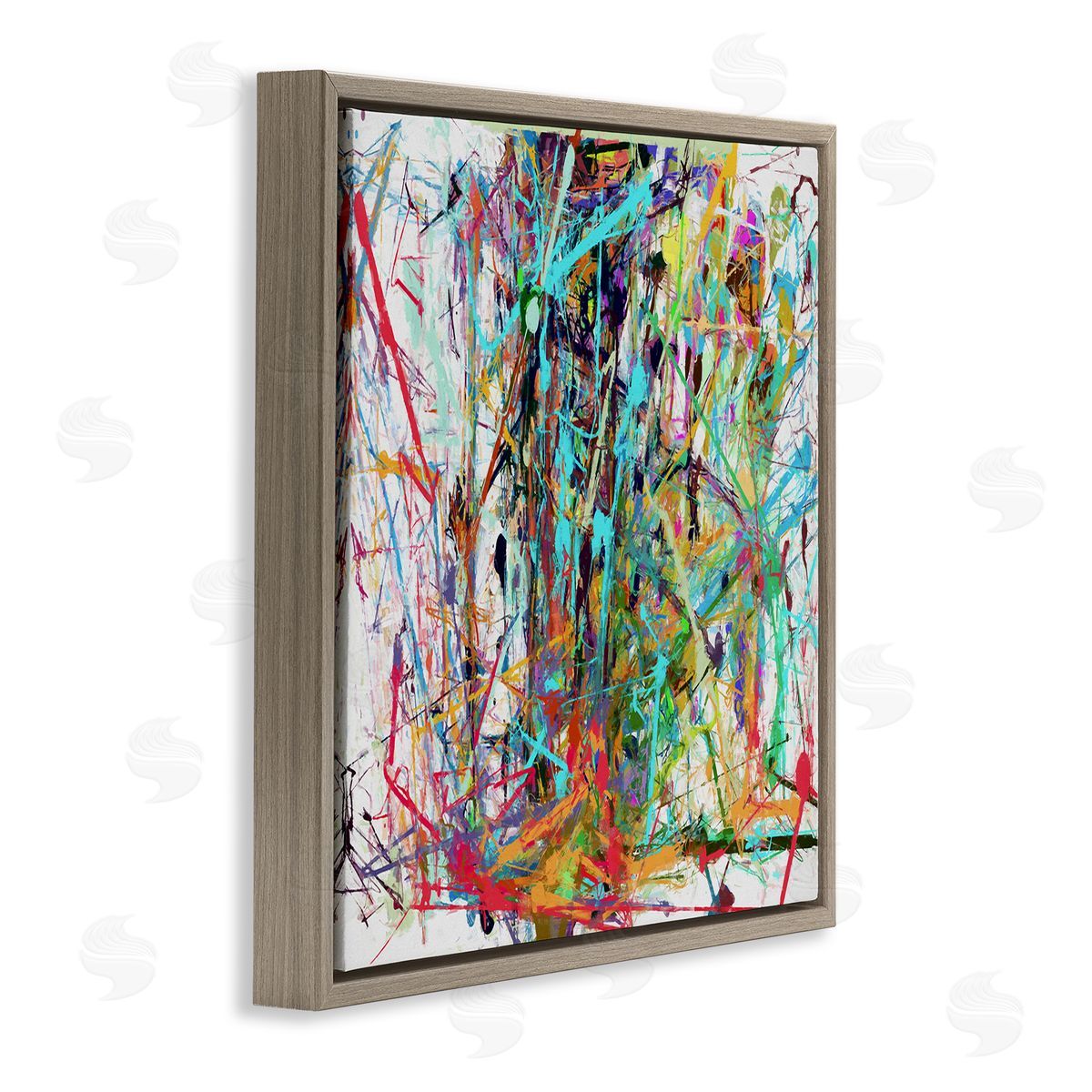 Angel Estevez Urban Splatter Chaotic Abstraction Brown Floating Frame Canvas Wall Art Print