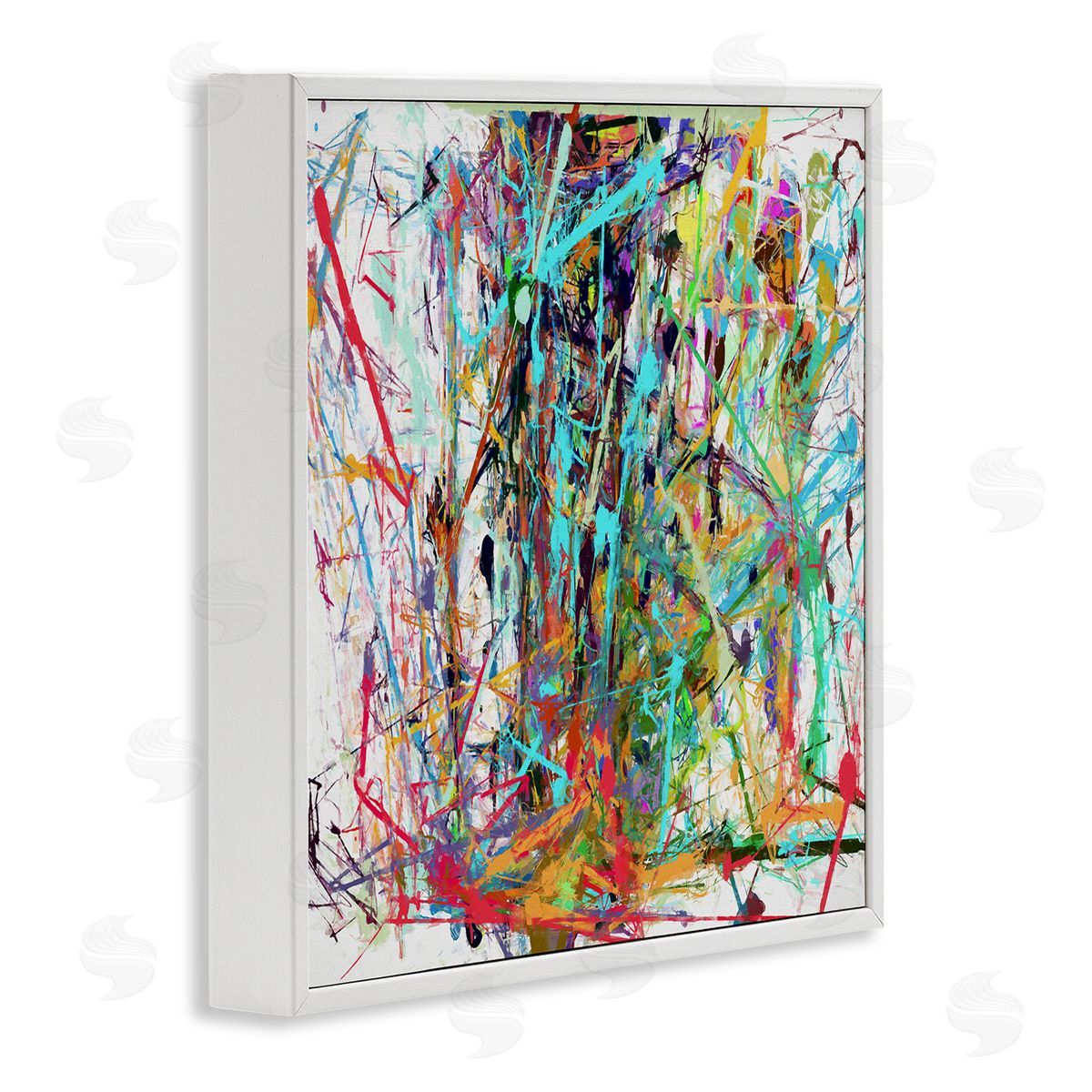 Angel Estevez Urban Splatter Chaotic Abstraction White Framed Glicee Wall Art Print