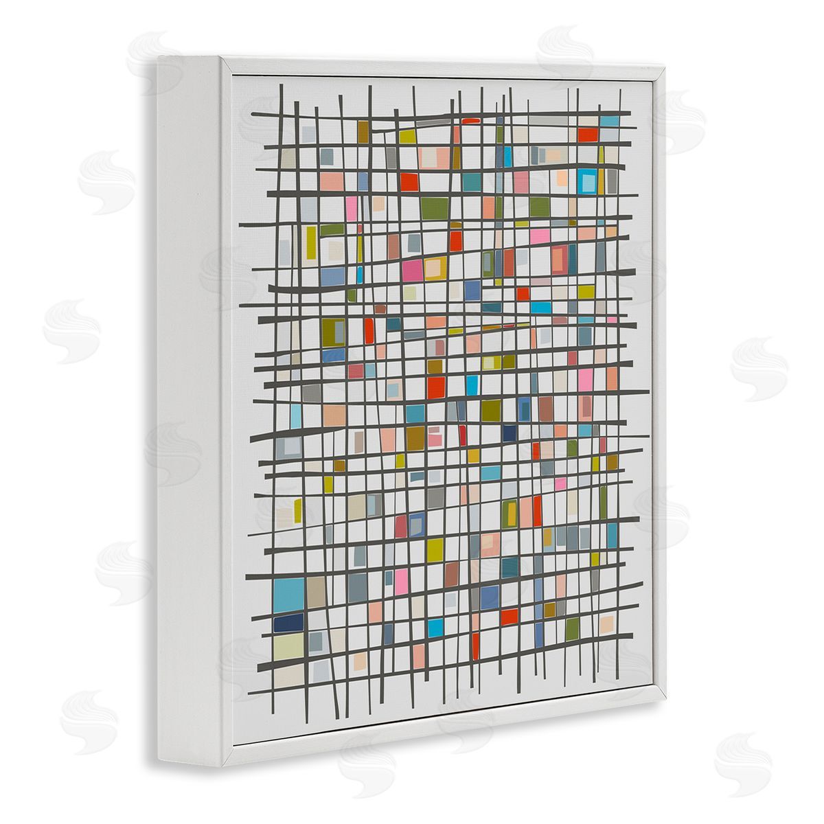 Angel Estevez Remembering Mondrian Abstraction White Framed Glicee Wall Art Print
