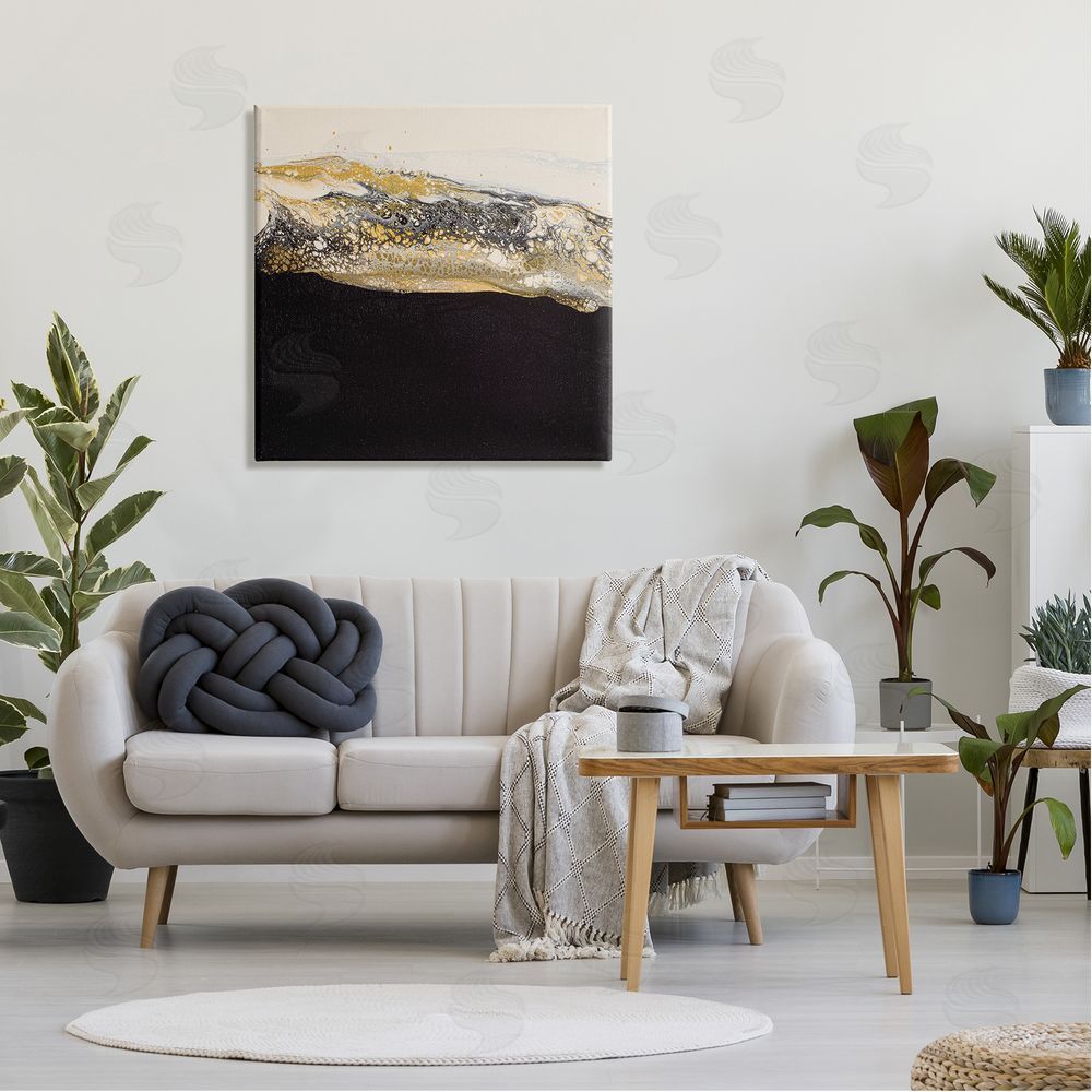 Ruth Fromstein Abstract Black & Glam Ripples Canvas Wall Art in Room