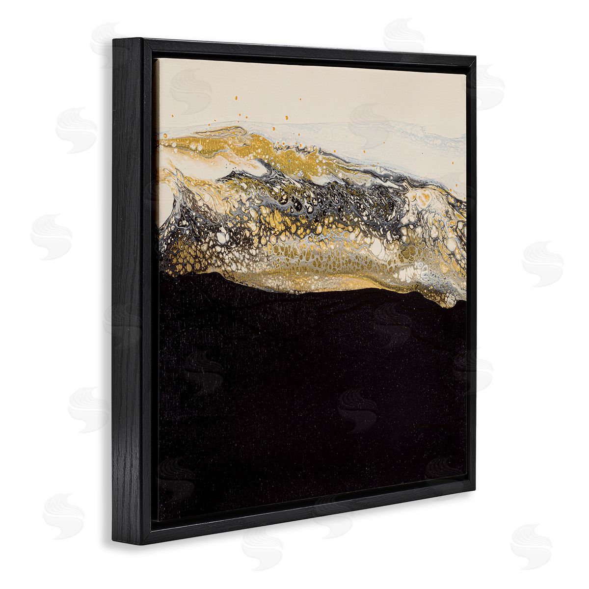 Ruth Fromstein Abstract Black & Glam Ripples Black Floating Frame Canvas Wall Art Print