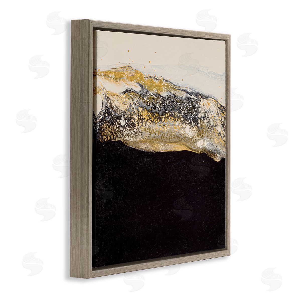 Ruth Fromstein Abstract Black & Glam Ripples Brown Floating Frame Canvas Wall Art Print