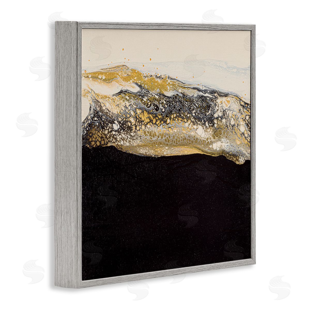 Ruth Fromstein Abstract Black & Glam Ripples Gray Framed Glicee Wall Art Print