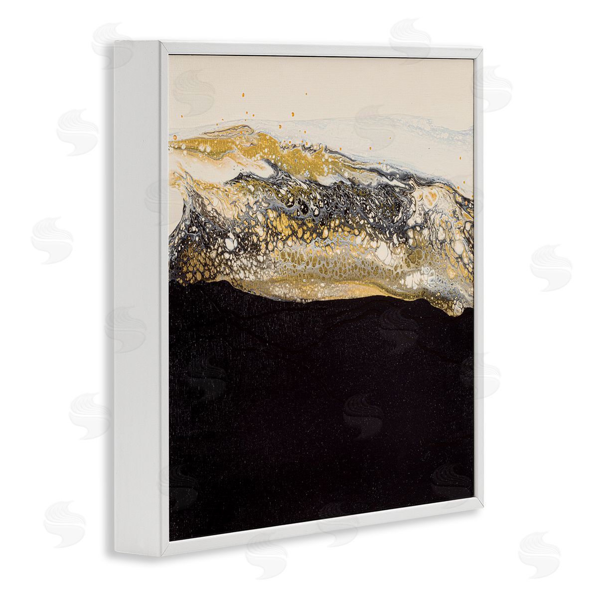 Ruth Fromstein Abstract Black & Glam Ripples White Framed Glicee Wall Art Print