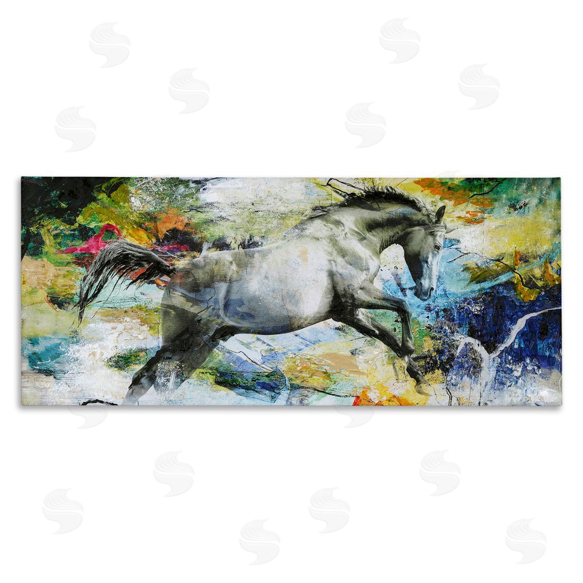 Design Fabrikken Galloping Horse Modern Splatter Stretched Canvas Wall Art Print