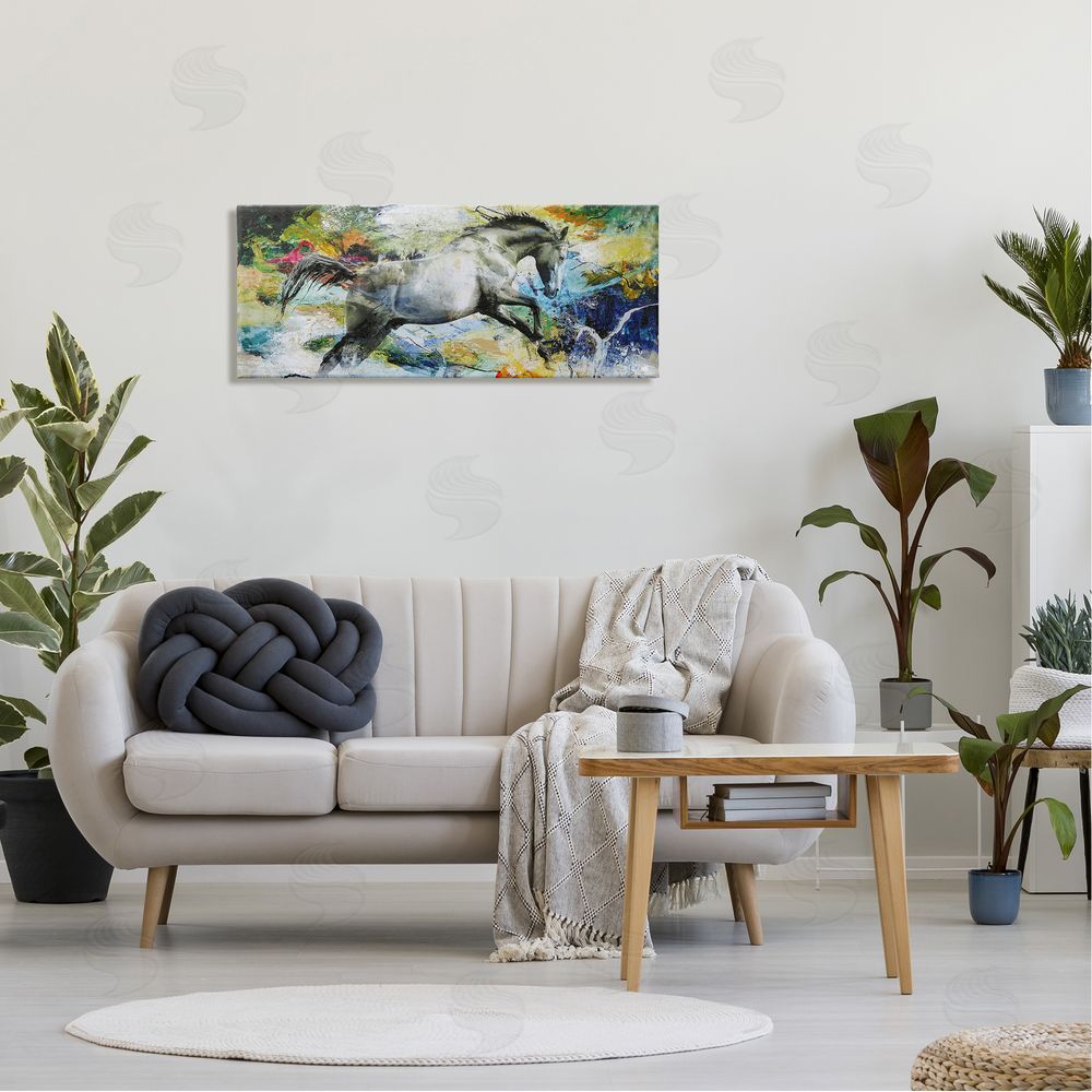 Design Fabrikken Galloping Horse Modern Splatter Canvas Wall Art in Room