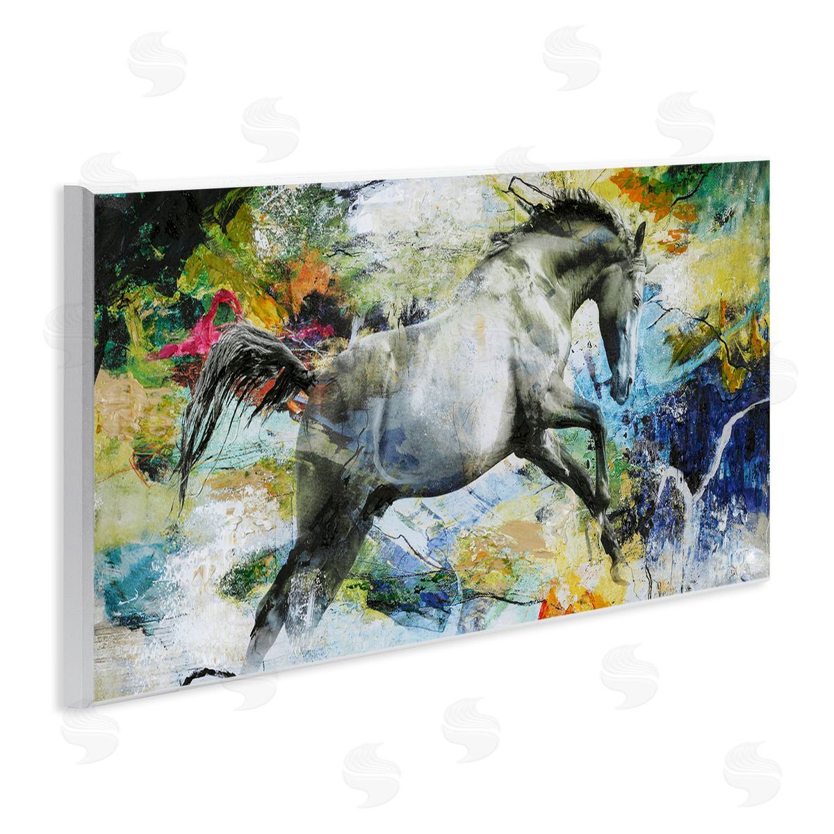 Design Fabrikken Galloping Horse Modern Splatter Wooden Wall Plaque Art Print