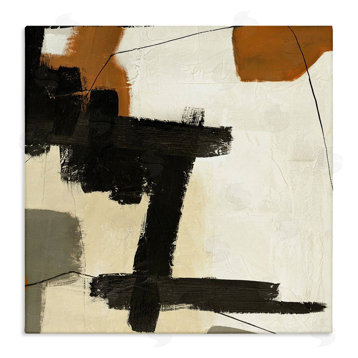 Design Fabrikken Beige Contemporary Abstraction Stretched Canvas Wall Art Print