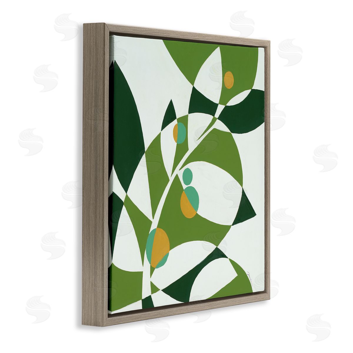 Liz Jardine Botanical Abstract Leaf Brown Floating Frame Canvas Wall Art Print