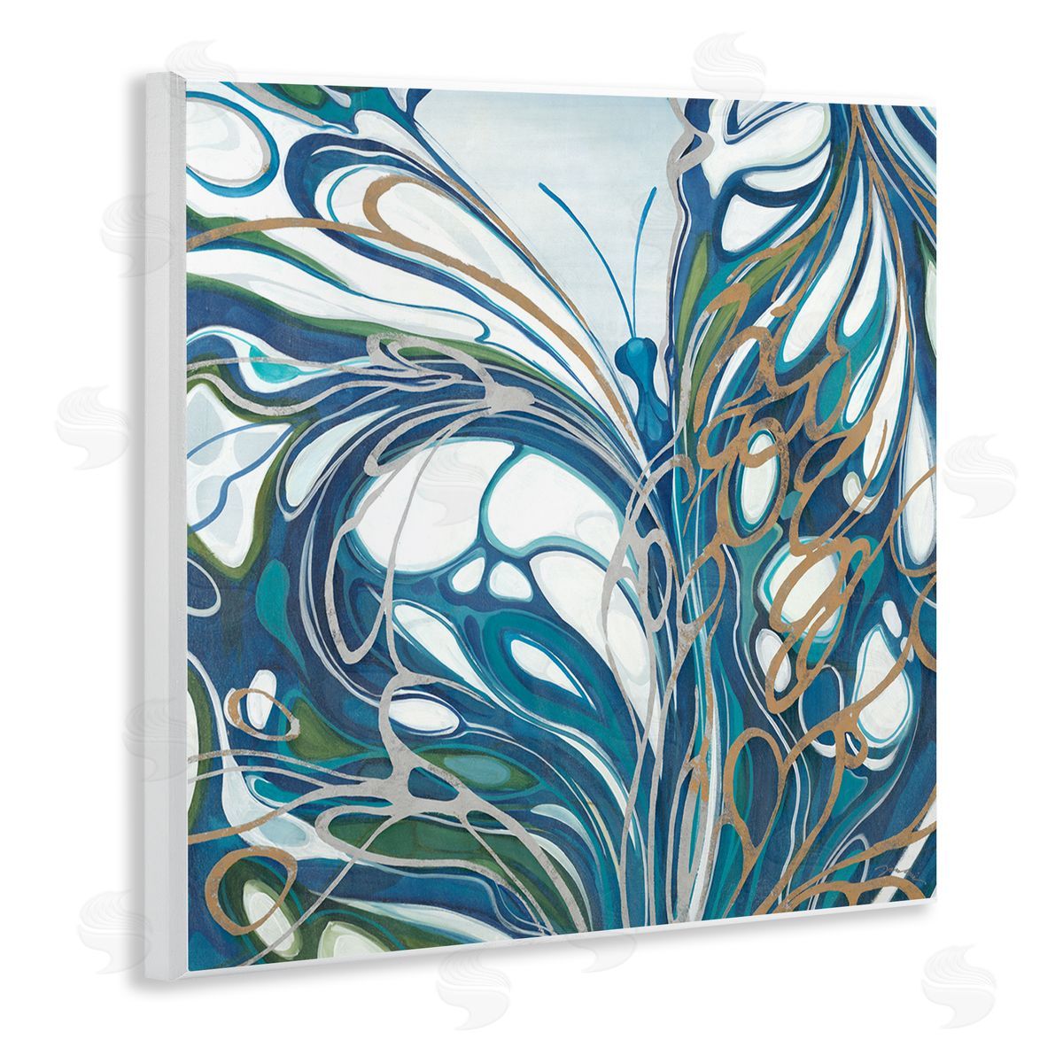 Liz Jardine Blue Abstract Butterfly Wooden Wall Plaque Art Print
