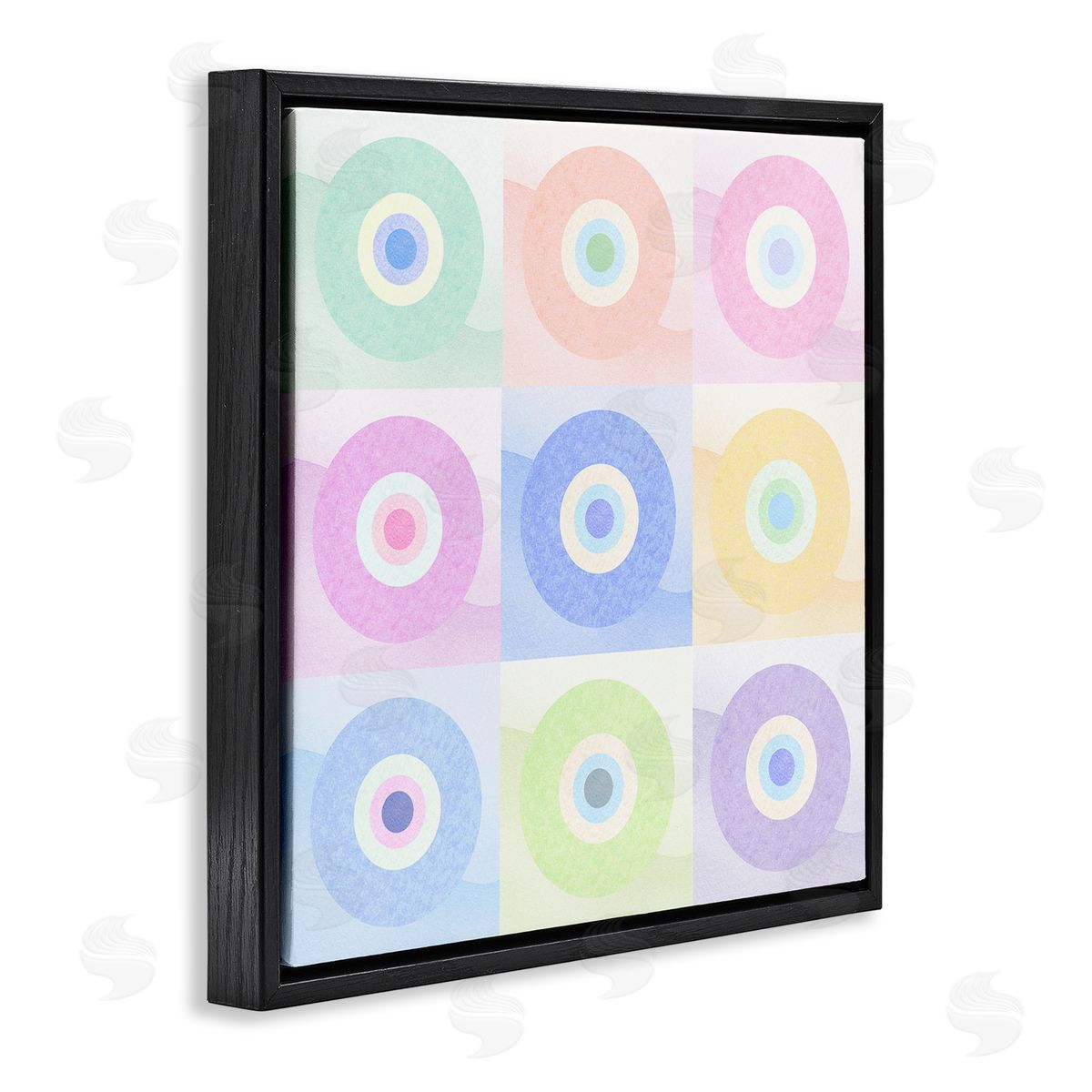Stupell Studio Modern Pastel Circles Black Floating Frame Canvas Wall Art Print