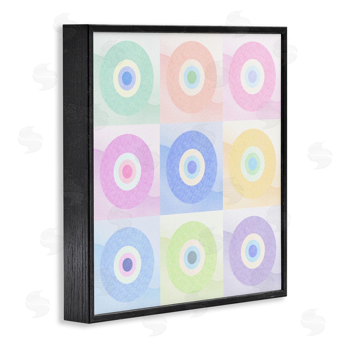 Stupell Studio Modern Pastel Circles Black Framed Glicee Wall Art Print