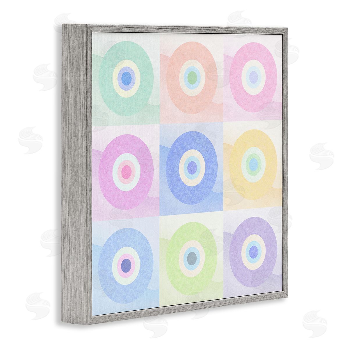 Stupell Studio Modern Pastel Circles Gray Framed Glicee Wall Art Print