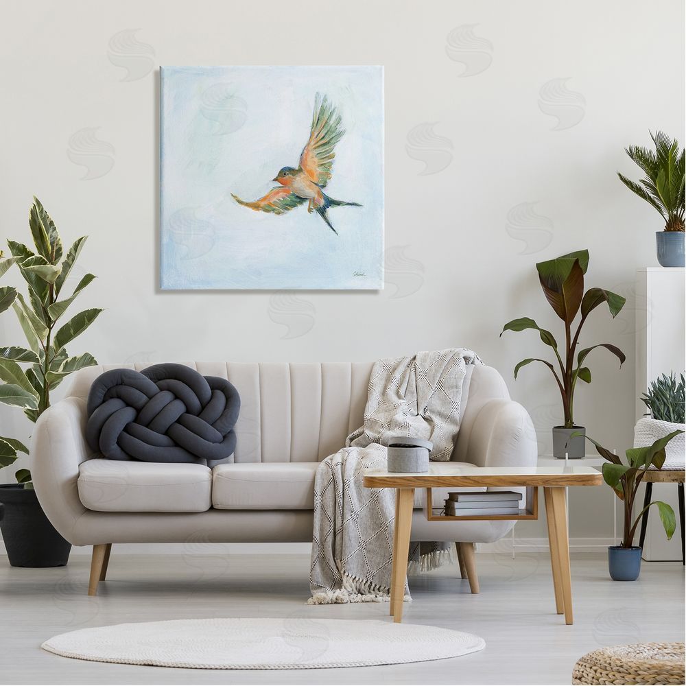 Sue Schlabach Flying Hummingbird Painting Canvas Wall Art in Room