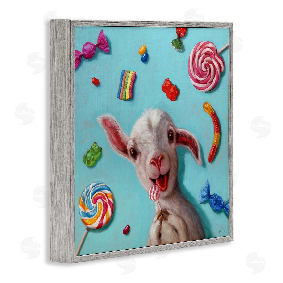 Lucia Heffernan Happy Sheep with Candy Gray Framed Glicee Wall Art Print