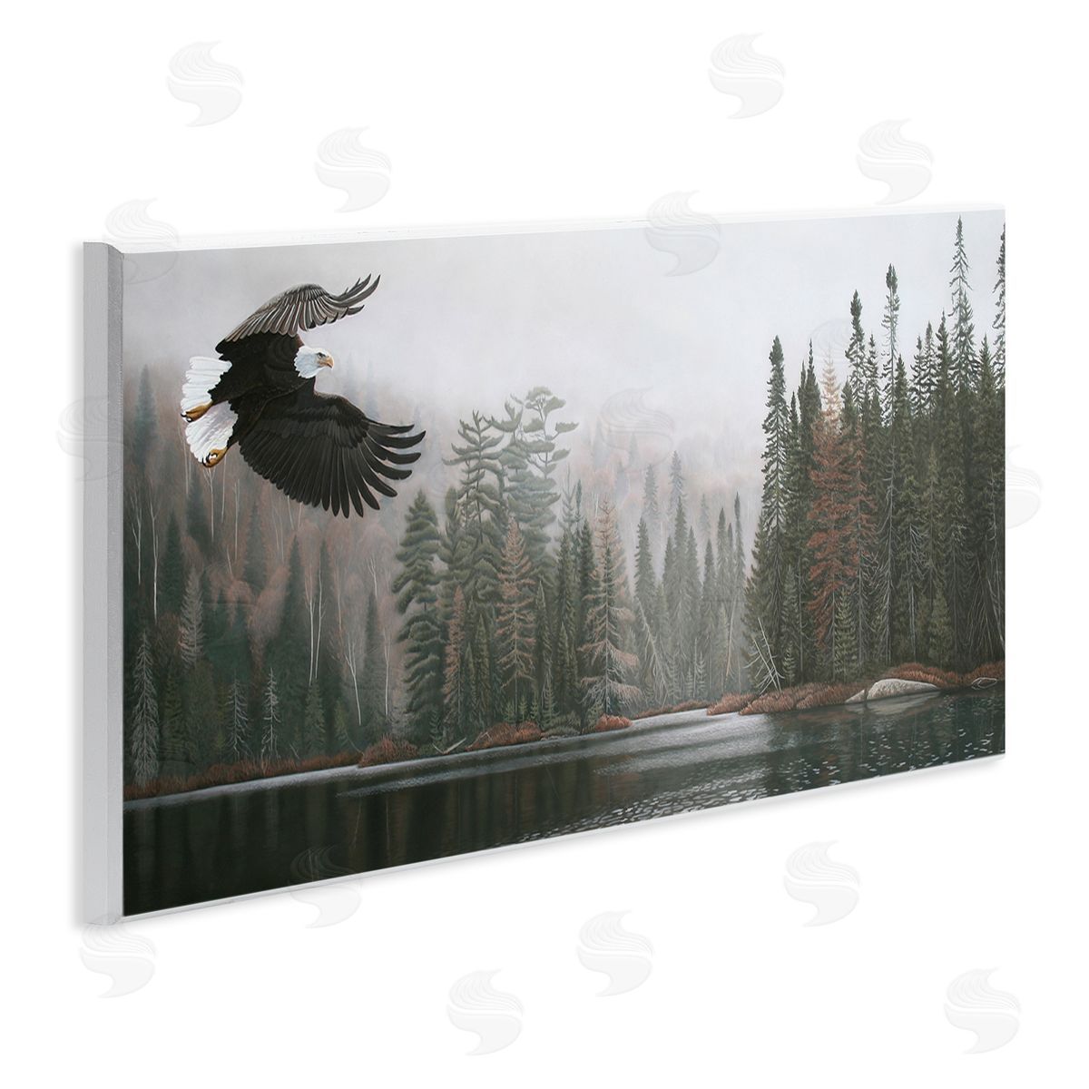 Clinton Jammer Eagle Soaring Over Lake Wooden Wall Plaque Art Print