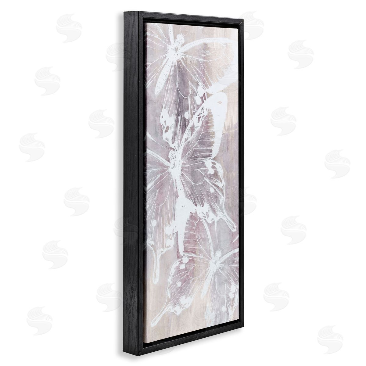 Nina Blue Abstract Overlapping Butterflies Black Floating Frame Canvas Wall Art Print