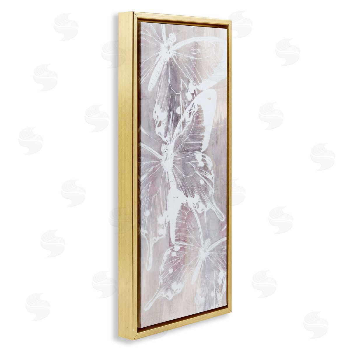 Nina Blue Abstract Overlapping Butterflies Gold Floating Frame Canvas Wall Art Print