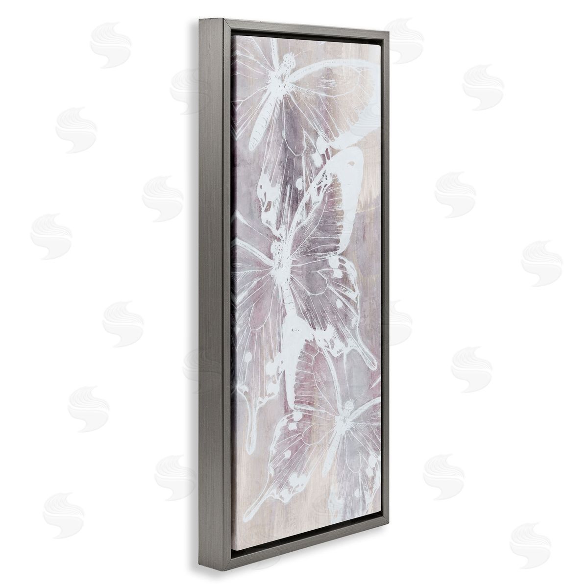 Nina Blue Abstract Overlapping Butterflies Gray Floating Frame Canvas Wall Art Print