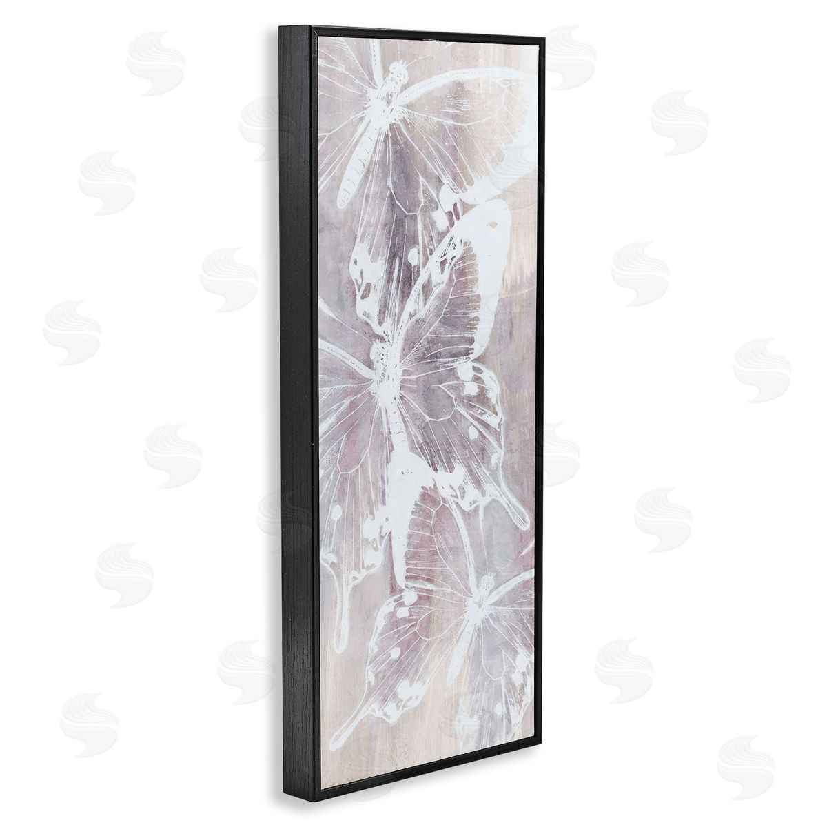 Nina Blue Abstract Overlapping Butterflies Black Framed Glicee Wall Art Print