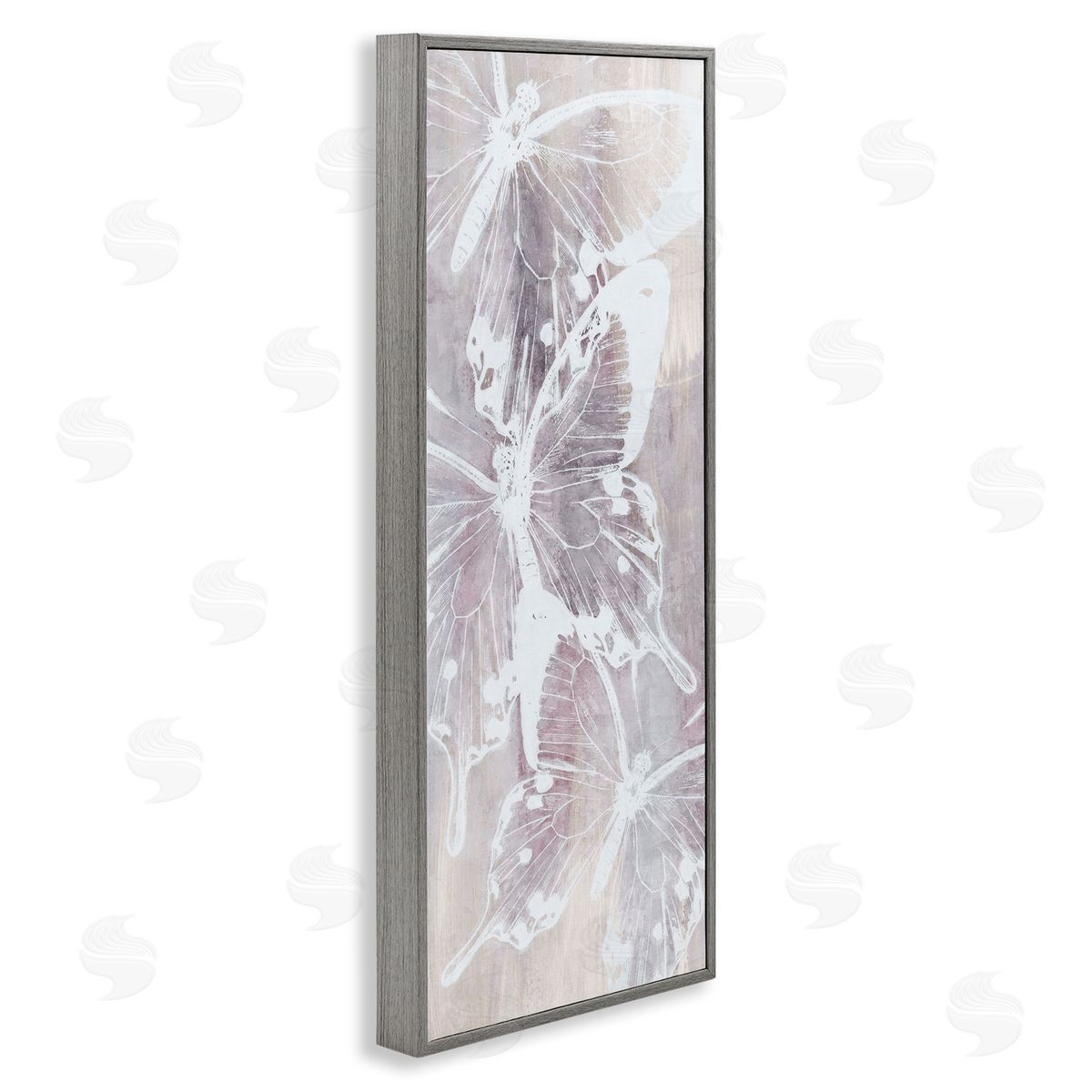 Nina Blue Abstract Overlapping Butterflies Gray Framed Glicee Wall Art Print