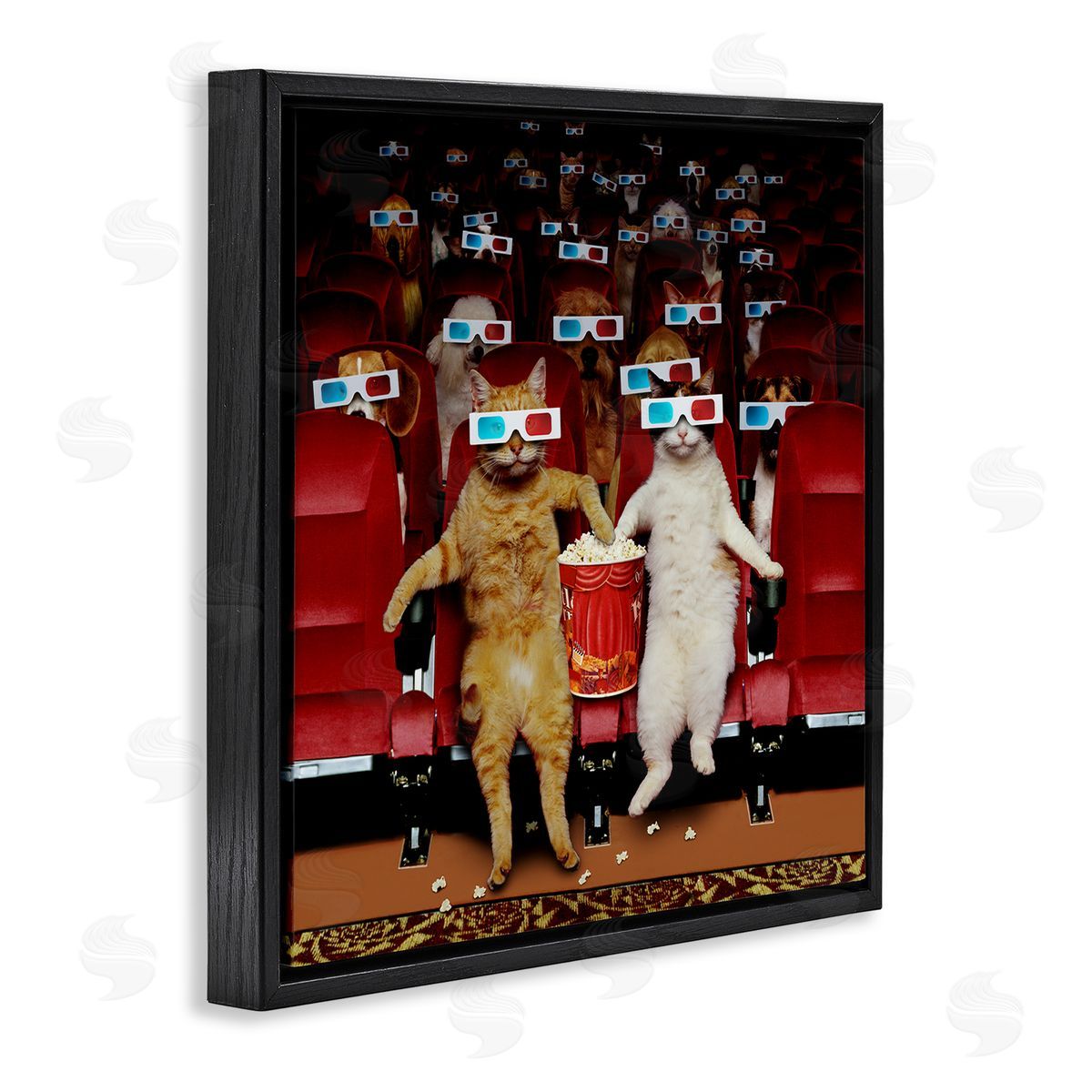 Lund Roeser Cats at 3D Movie Theater Black Floating Frame Canvas Wall Art Print