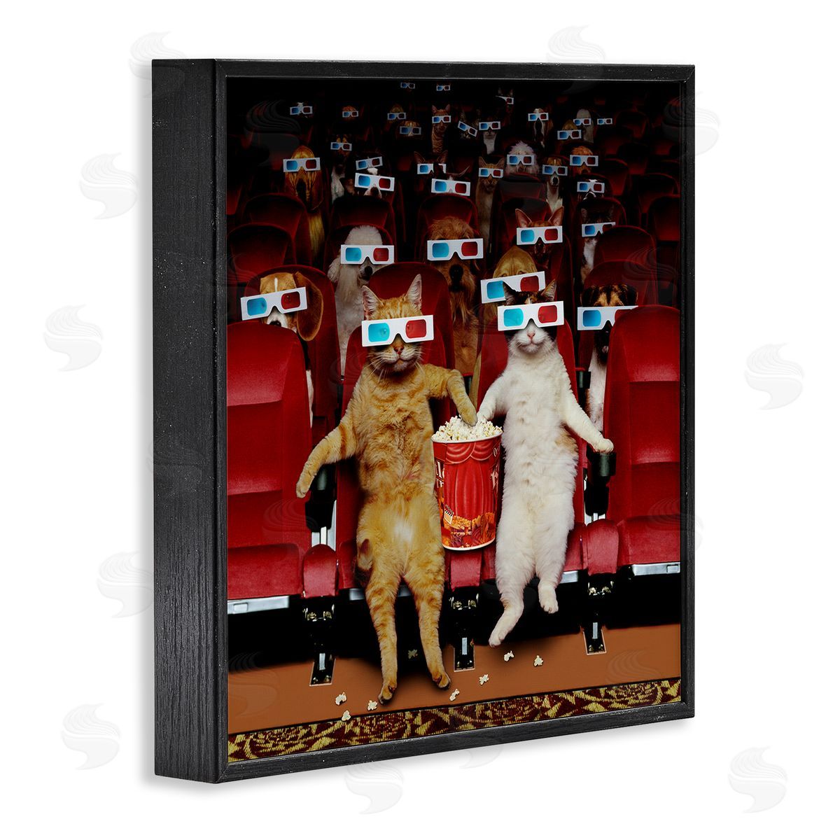 Lund Roeser Cats at 3D Movie Theater Black Framed Glicee Wall Art Print