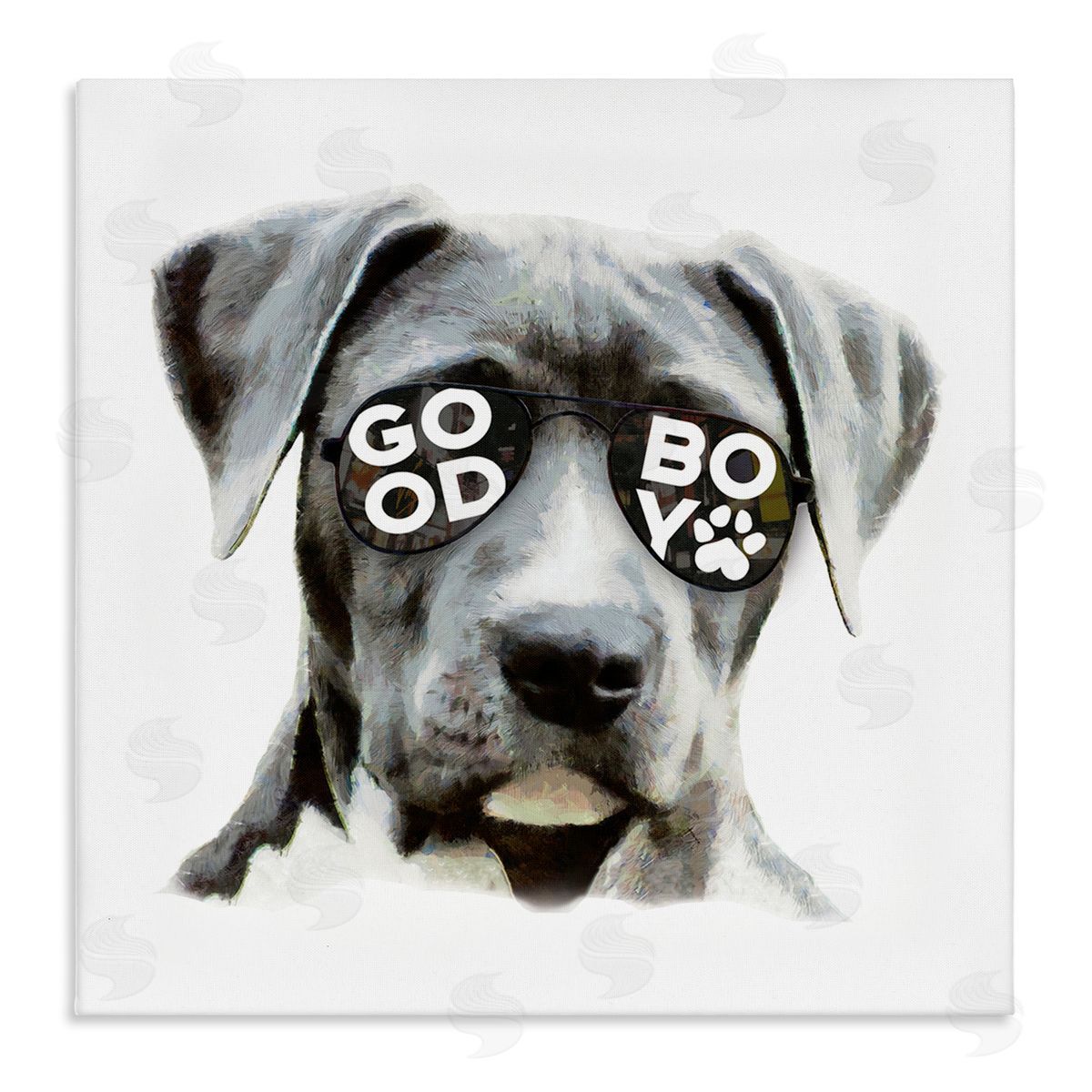 Masey St. Studios Dog with Good Boy Glasses Stretched Canvas Wall Art Print