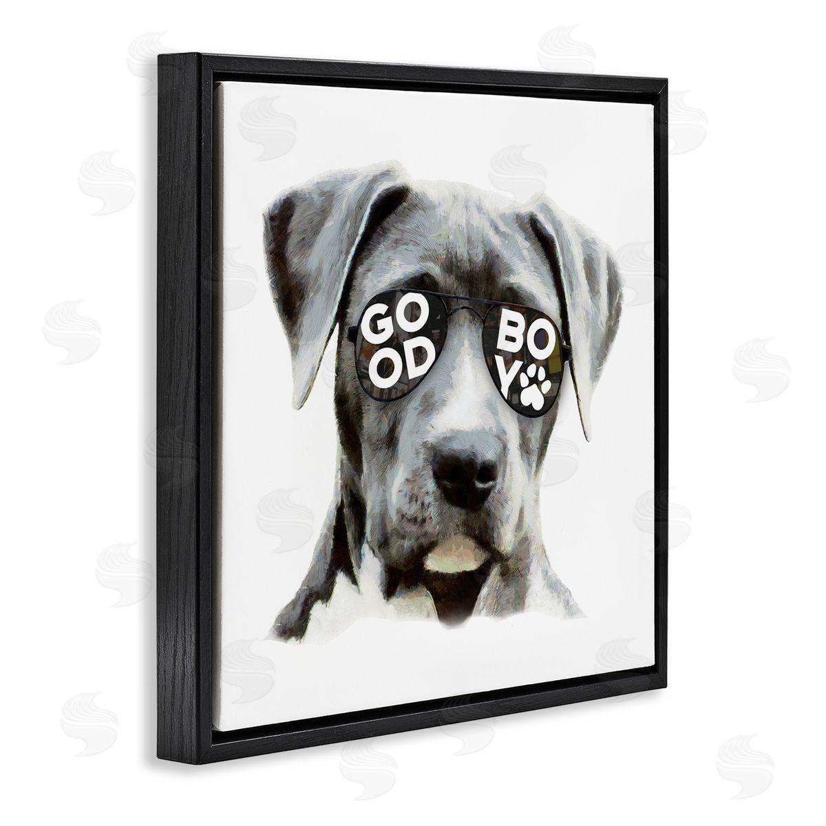 Masey St. Studios Dog with Good Boy Glasses Black Floating Frame Canvas Wall Art Print