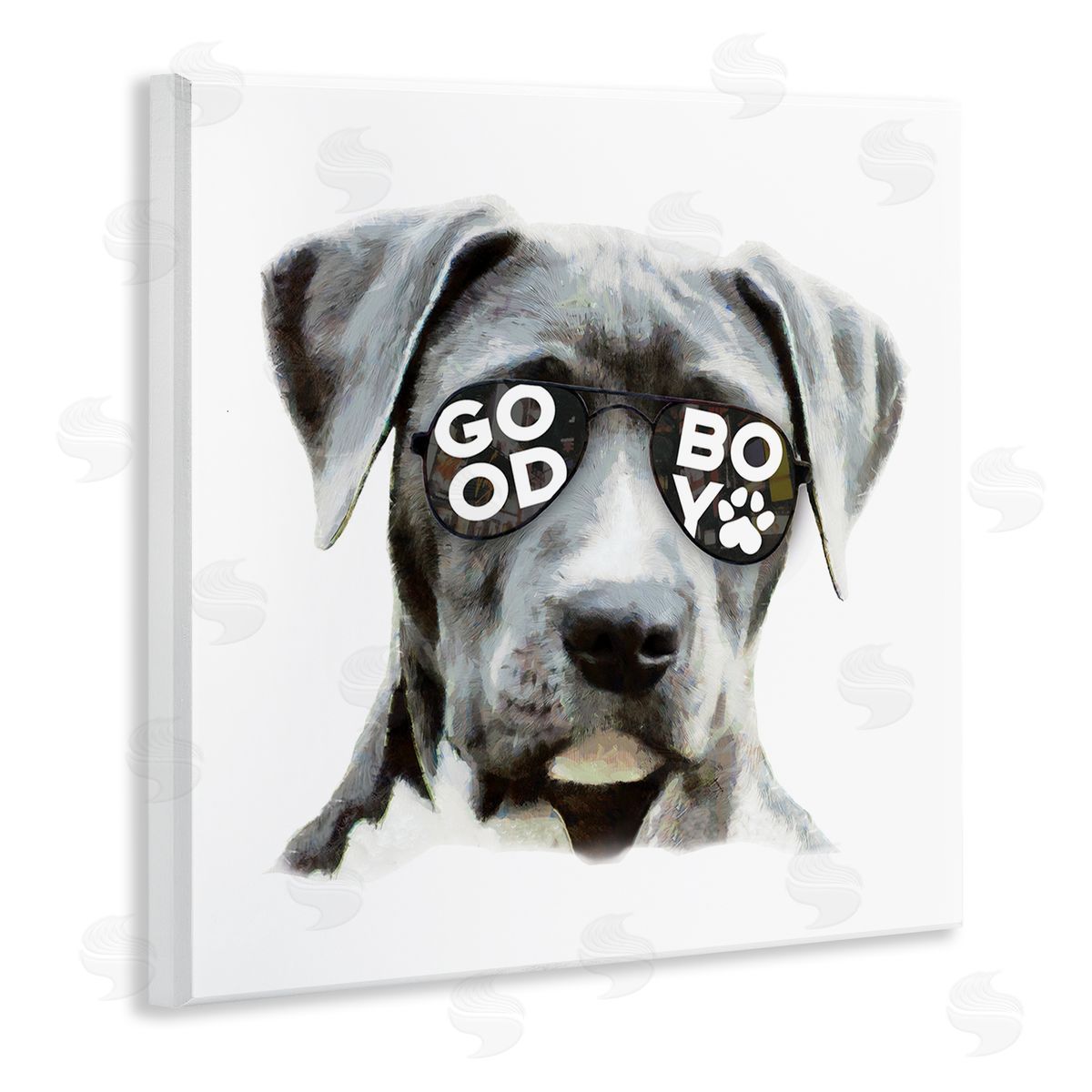 Masey St. Studios Dog with Good Boy Glasses Wooden Wall Plaque Art Print