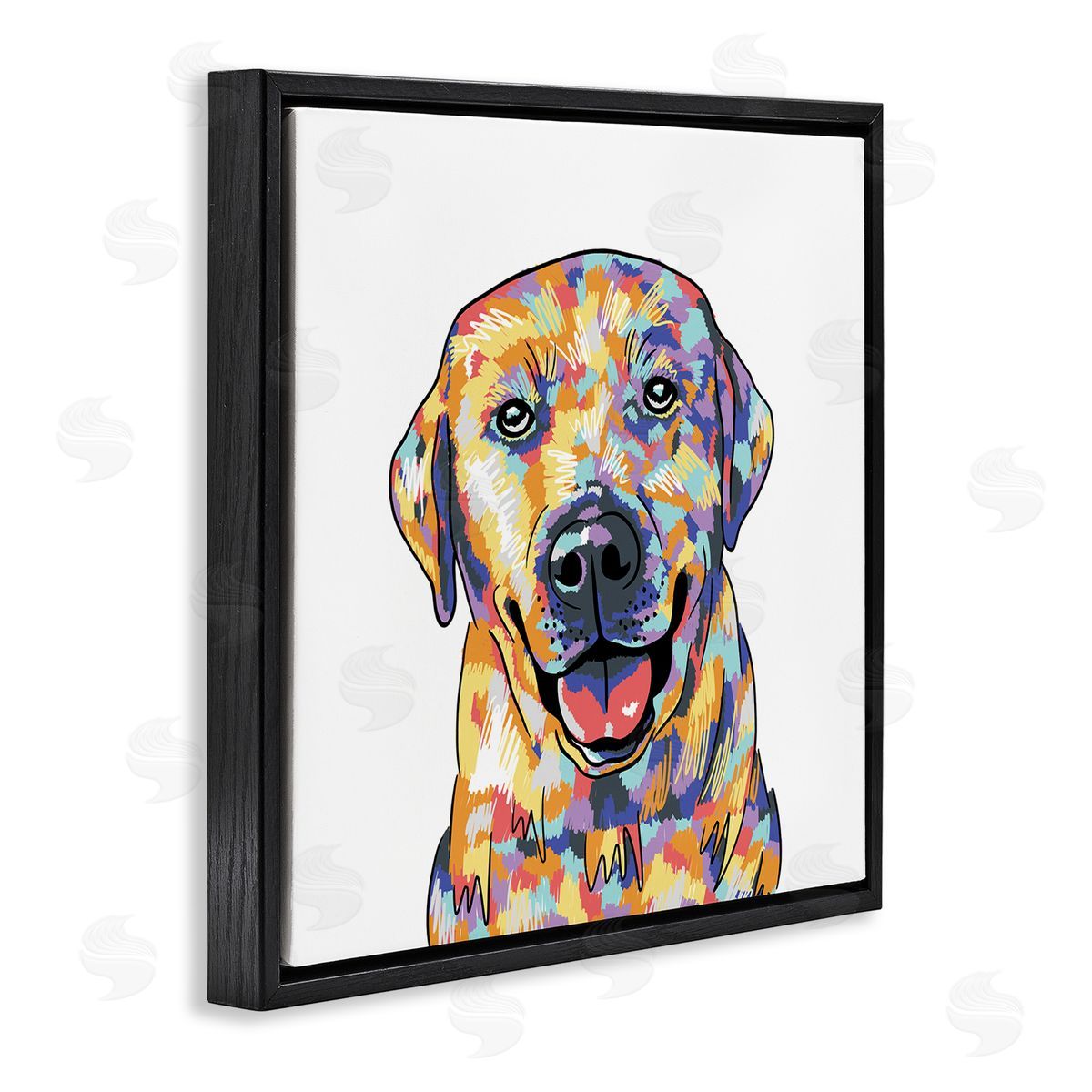 Masey St. Studios Labrador Portrait Modern Hues Black Floating Frame Canvas Wall Art Print