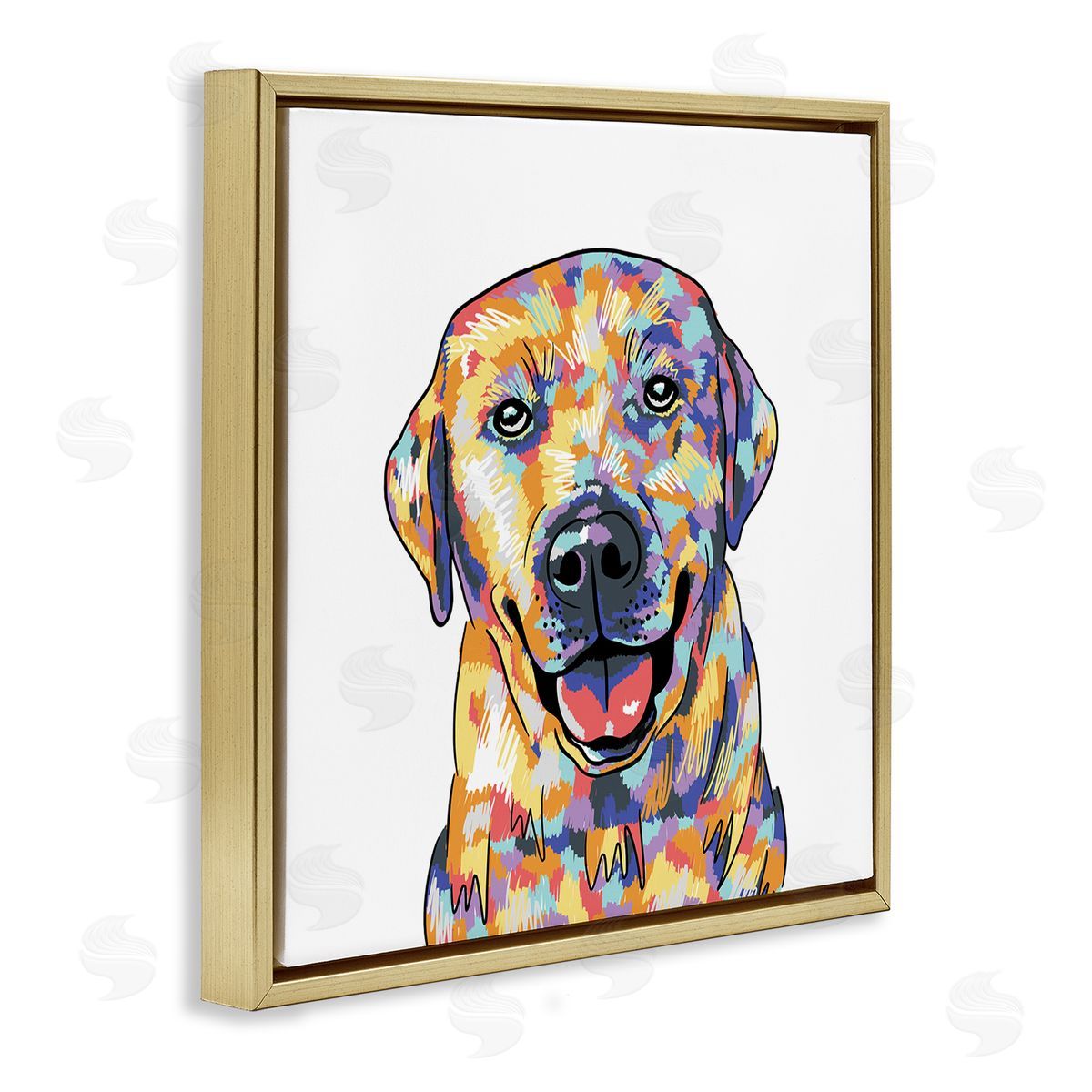Masey St. Studios Labrador Portrait Modern Hues Gold Floating Frame Canvas Wall Art Print