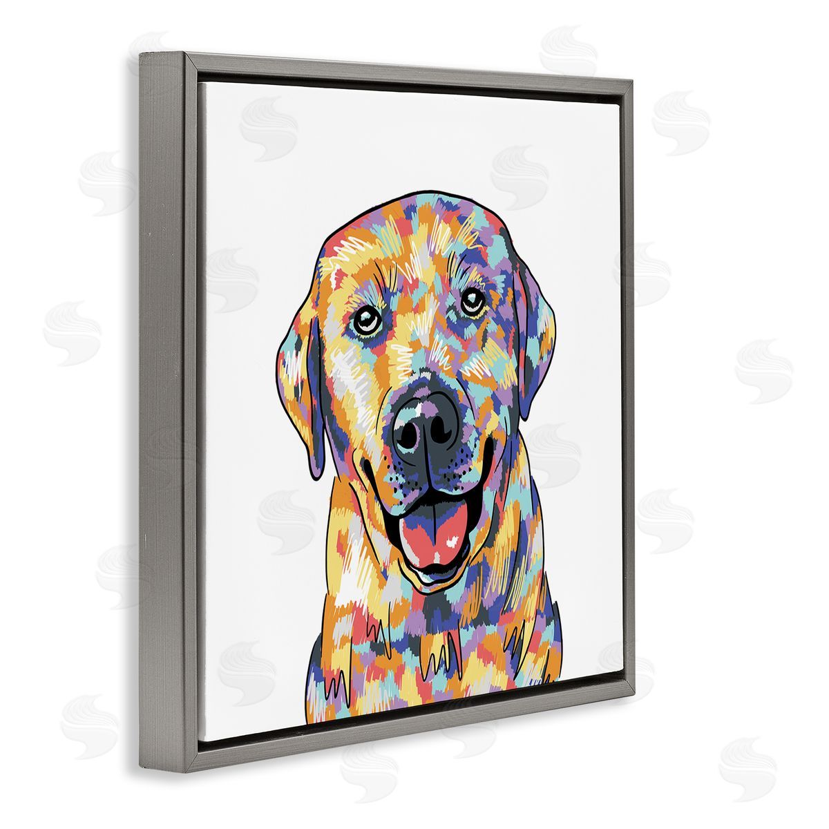 Masey St. Studios Labrador Portrait Modern Hues Gray Floating Frame Canvas Wall Art Print
